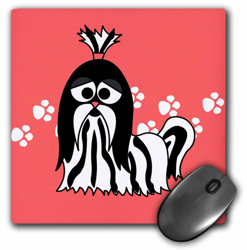 3dRose LLC 8 x 8 x 0.25 Inches Black and White Shih Tzu with Paw Prints Mouse Pad (mp_6143_1) 3dRose LLC 8 x 8 x 0.25 Inches Black and White Shih Tzu with Paw Prints Mouse Pad (mp_6143_1)