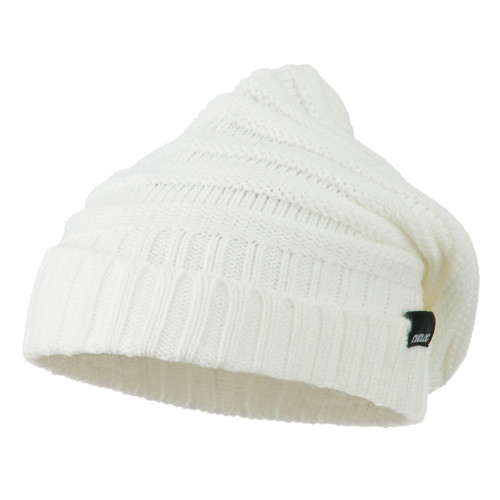 DECKY Thick Slouchy Cuff Beanie - White OSFM