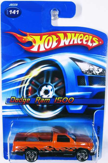 Mattel Hot Wheels 2006 1:64 Scale Orange & Black Flamed Dodge Ram 1500 Die Cast Truck #141