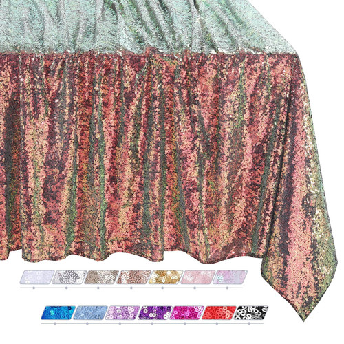 QueenDream Sequin Table Cloth 60x102 Inch Black and Gold Tablecloth Glitter Christmas Tablecloth for Wedding Baby Shower Party