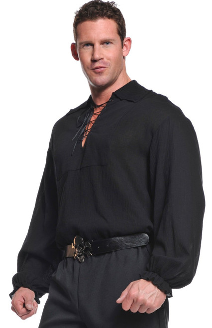 Underwraps Costumes Men's Renaissance Pirate Shirt, Black, One Size