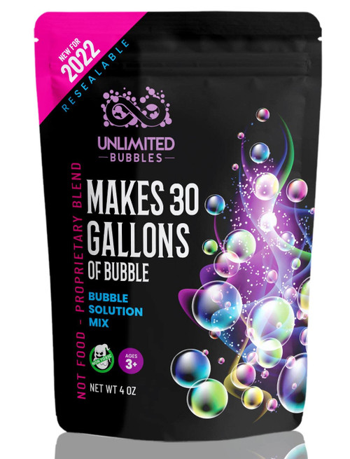 Bubble Solution Powder - Makes 30 Gallons of Non Toxic Bubbles with Dish soap and Water; Great as a Bubble Solution for Bubble Machines, Bubble Wands, Bubble Refills and Bubble Guns