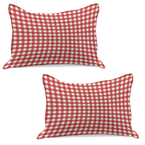 Lunarable Vintage Quilted Pillowcover Set of 2, Vintage Style Checkered Pattern Christmas Inspired Classical Traditional Print, Standard Queen Size Pillow Sham for Bedroom, 30" x 20", Dark Coral White Lunarable Vintage Quilted Pillowcover Set of 2, Vintage Style Checkered Pattern Christmas Inspired Classical Traditional Print, Standard Queen Size Pillow Sham for Bedroom, 30" x 20", Dark Coral White