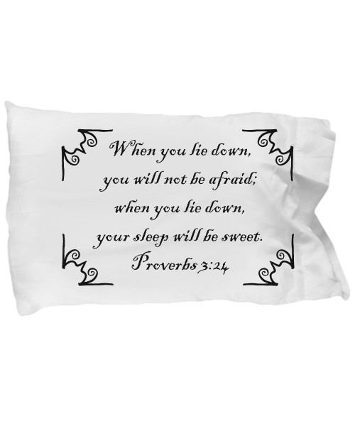 LLazyLLama.com Bible Verse You Will Not Be Afraid Sleep Will Be Sweet Proverbs 3 24 Nightmare Sleep Pillow Case