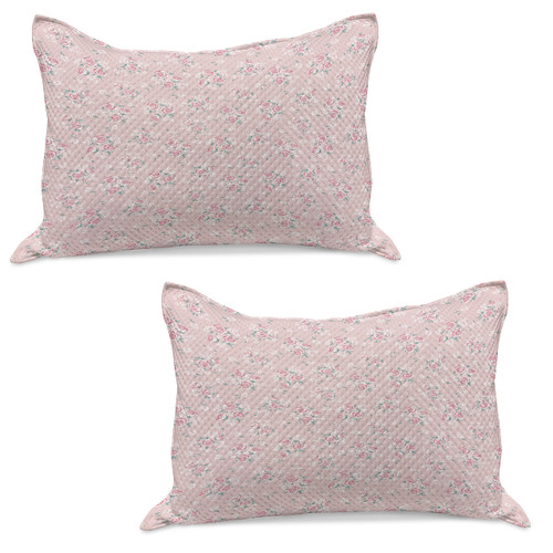 Lunarable Pink Quilted Pillowcover Set of 2, Romantic Shabby Form Style Inspired Flowers with Little Roses Lilacs Art Print, Standard Queen Size Pillow Sham for Bedroom, 30" x 20", Pale Pink Lunarable Pink Quilted Pillowcover Set of 2, Romantic Shabby Form Style Inspired Flowers with Little Roses Lilacs Art Print, Standard Queen Size Pillow Sham for Bedroom, 30" x 20", Pale Pink