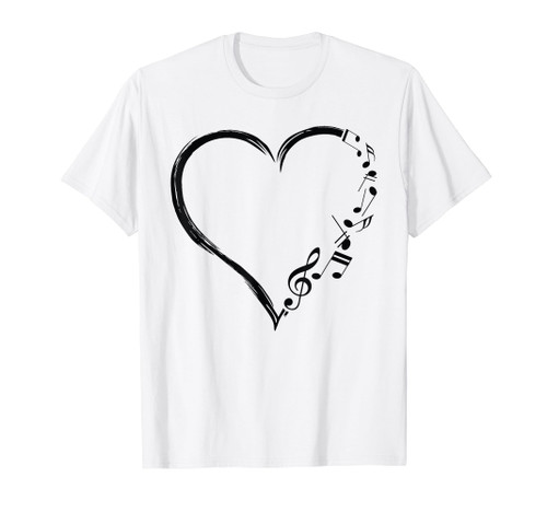 Love Music Musician Heart With Notes Clef Funny Musicians T-Shirt Love Music Musician Heart With Notes Clef Funny Musicians T-Shirt