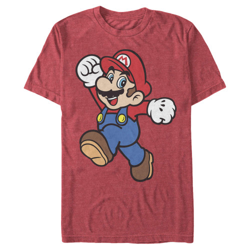 Nintendo Men's Super Pose T-Shirt, Small, Red Heather