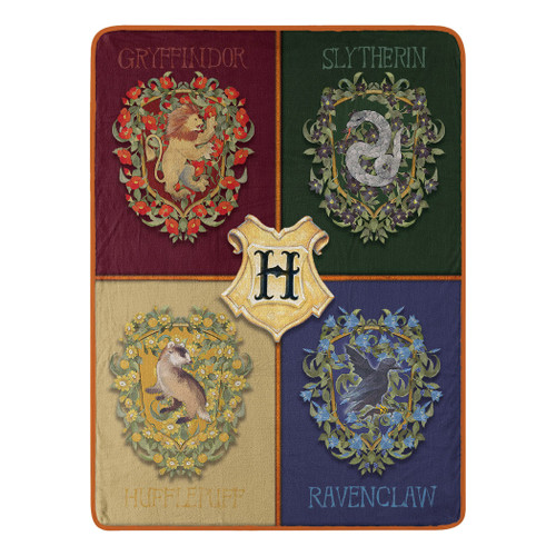 Northwest Harry Potter Micro Raschel Throw Blanket, 46" x 60", Botanical Houses
