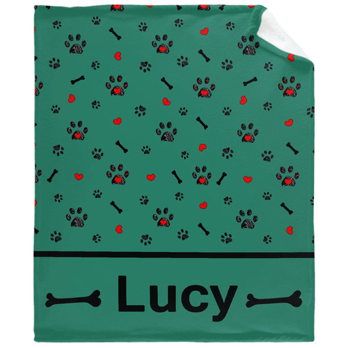 Lynnezilla Personalized Dog Blankets with Name Custom Dog Blanket Paws Name and Bones,Gift for Birthdays, Holidays, Travel and New Pet 40"x30" for Pets