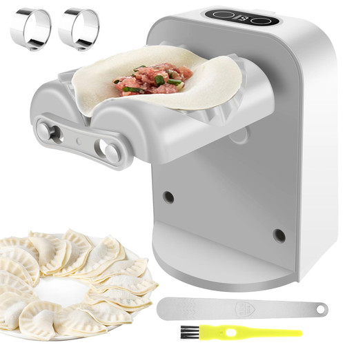 6Pcs Dumpling Maker Machine 3 Modes Household Automatic Dumpling Maker with Spoon Brush Easy to Clean Dumpling Press Machine with Dumpling Cutter Portable Electric Dumpling Maker for Kitchen Home