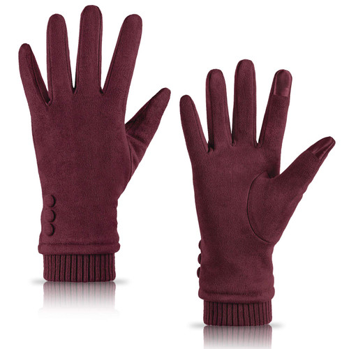 Dsane Womens Gloves Winter Touch Screen Texting Phone Windproof Gloves for Women Fleece Lined Thick Warm Gloves Red