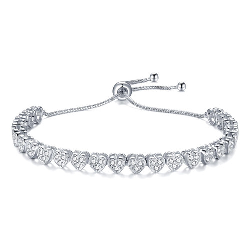 JSGEMSLEE Cubic Zirconia Tennis Bracelet for Women White Gold Plated CZ Adjustable Bracelet Heart Shape Tennis Bridesmaid Bridal bracelets for Wedding Jewelry Gifts JSGEMSLEE Cubic Zirconia Tennis Bracelet for Women White Gold Plated CZ Adjustable Bracelet Heart Shape Tennis Bridesmaid Bridal bracelets for Wedding Jewelry Gifts
