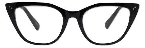 In Style Eyes Stylish Reading Glasses - Full-Rimmed, Classic Large Cat Eye Frame - Non Prescription, Full Magnification Lens - Black - 1.0x