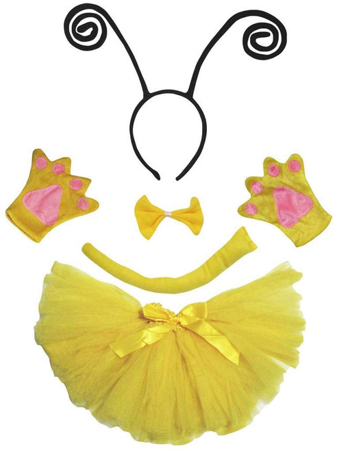 Petitebella DIY Creative Headband Bowtie Tail Gloves Tutu 5pc Girl Costume (Black, 1-4year)