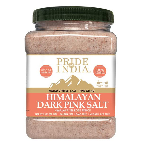 Pride Of India - Pure Himalayan Pink Salt - Enriched w/ 84+ Natural Minerals, Fine Grind 5 Pound Jar - Himalayan Salt, Himalayan Pink Salt, Pink Himalayan Salt, Grind Salt, Pure Rock Salt
