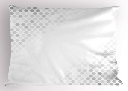 Ambesonne Grey Pillow Sham, Abstract Beam Shape with Geometric 6 Cornered Mosaic Style Futuristic Illustration, Decorative Standard King Size Printed Pillowcase, 36" X 20", White