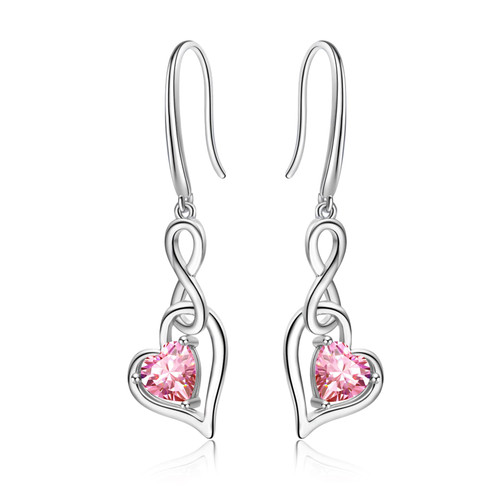 Tourmaline Birthstone Dangle Earrings for Women - Shysnow October Infinity Heart Gemstone Drop Earrings 925 Sterling Silver Pink Cubic Zirconia Drop Hypoallergenic Dangling Earrings for Mother Tourmaline Birthstone Dangle Earrings for Women - Shysnow October Infinity Heart Gemstone Drop Earrings 925 Sterling Silver Pink Cubic Zirconia Drop Hypoallergenic Dangling Earrings for Mother
