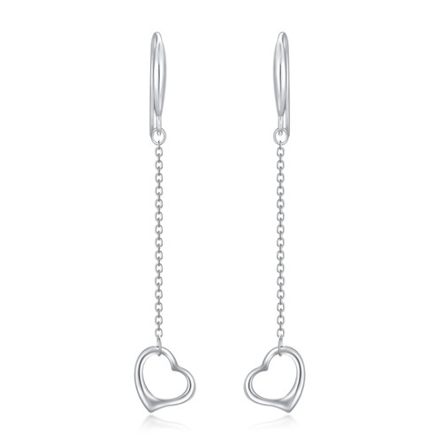 NIFUNAO Heart Earrings Dangle Love Heart Chain Earrings Sterling Silver Heart Earrings for Women Jewelry Gifts for Women