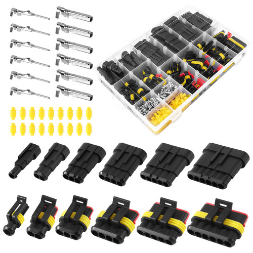 BFVV 708Pcs Waterproof Automotive Electrical Connector Terminals 1/2/3/4/5/6 Pin Male&Female Pin Automotive Wire Harness Spark Plug Connectors Kit for Car Motorcycle Marine