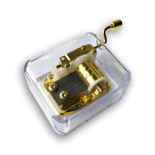 Acrylic Hand Crank Music Box with Sankyo Musical Mechanism Tune: Can't Help Falling in Love
