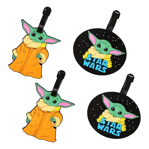 Star Wars The Mandalorian Grogu Luggage Tags 4-Piece Set - PVC Grogu Suitcase Tags and Travel Tags - Officially Licensed