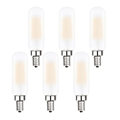 Sunaiony E12 LED Bulb Dimmable 40 Watt Equivalent E12 Candelabra Bulbs 2700K Warm White T6 T25 LED Edison Bulb, 4W E12 Vintage Small Edison Filament Bulb with Frosted Glass, 6 Pack