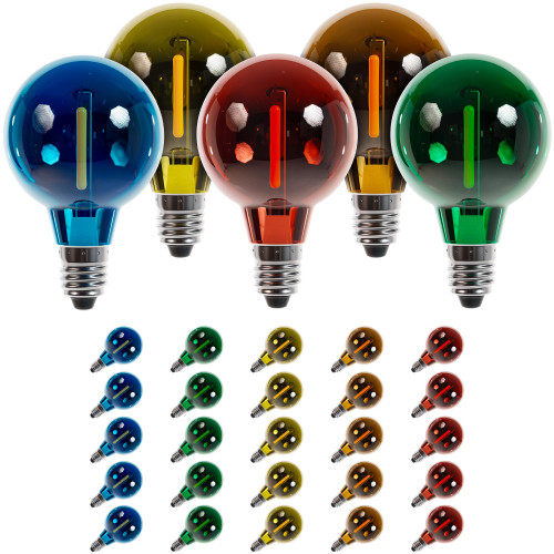 BlueStars 25 Packs G40 LED Globe Multi-Color Christmas Bulbs E12 Candelabra Base 1W (15W Equivalent), Shatterproof - Perfect for Christmas & Thanksgiving Decor, Indoor & Outdoor String Lights