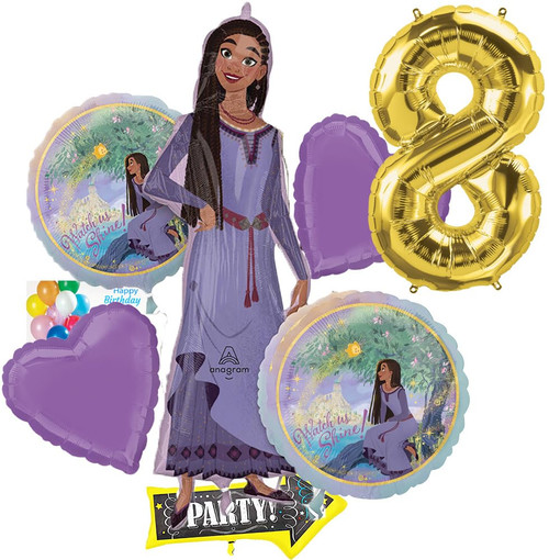 Anagram Disney's, Wish Foil Balloon Bouquet Theme Collection, Party Accessory, Multicolor, Officially Licensed By Amscan Balloons for 8th Birthday
