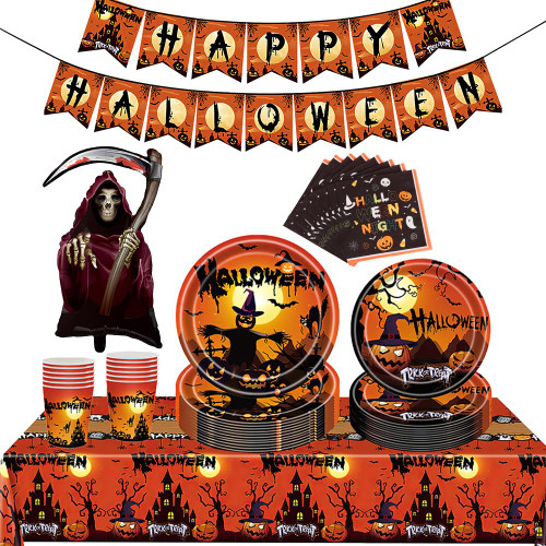 AIBIIN 131 pcs Halloween Party Supplies Tableware Set Halloween Theme Party Decorations Halloween Disposable Dinnerware Plates Napkins Cups Party Supplies Serves 16 Guests AIBIIN 131 pcs Halloween Party Supplies Tableware Set Halloween Theme Party Decorations Halloween Disposable Dinnerware Plates Napkins Cups Party Supplies Serves 16 Guests