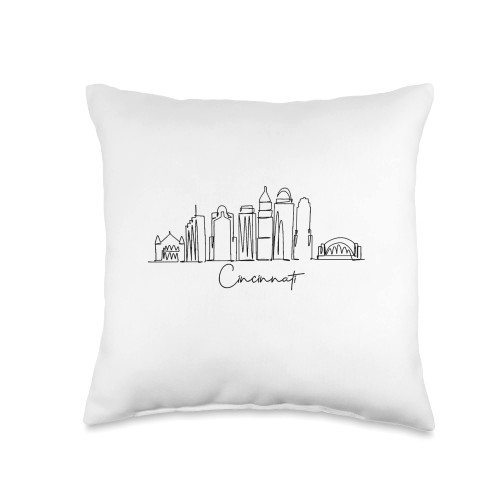 city skyline Cincinnati Ohio City Skyline Travel Souvenir Tourist Cincinnati Ohio Throw Pillow, 16x16, Multicolor