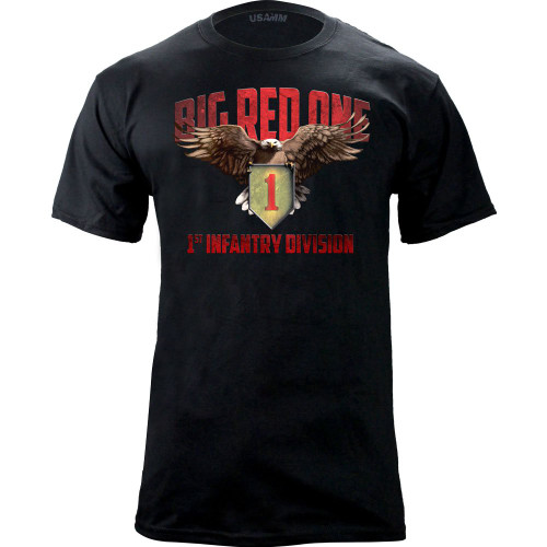 Original 1st Infantry Division Big Red One Graphic T-Shirt (X-Large, Black)