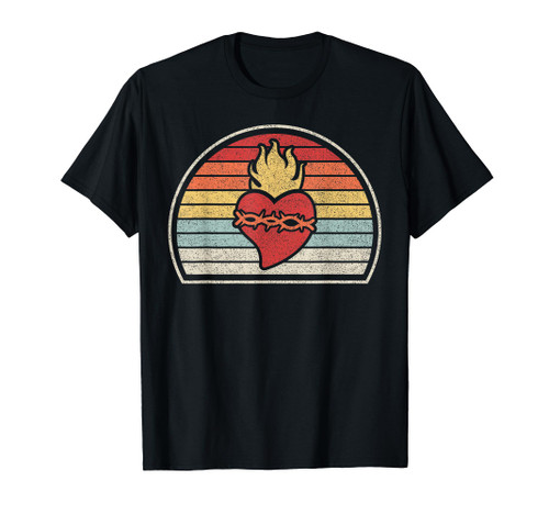 Vintage Retro Sacred Heart Of Jesus Christ Catholic T-Shirt