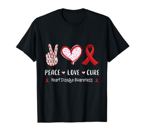Peace Love cure heart disease awareness men women kids CHD T-Shirt Peace Love cure heart disease awareness men women kids CHD T-Shirt