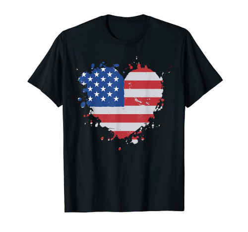 America Love Flag USA Heart 4th of July American Proud Girl T-Shirt America Love Flag USA Heart 4th of July American Proud Girl T-Shirt