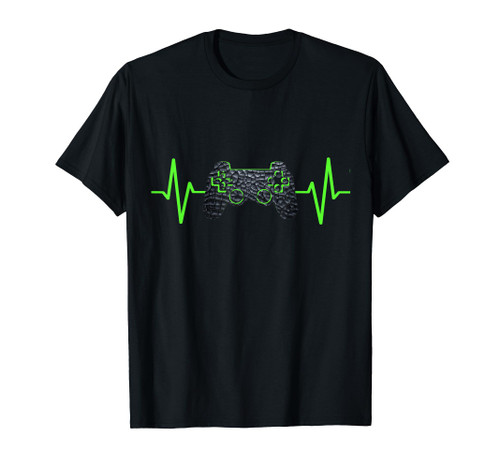 Gamer Heartbeat Gaming Video Games Boys Girls Teens T-Shirt