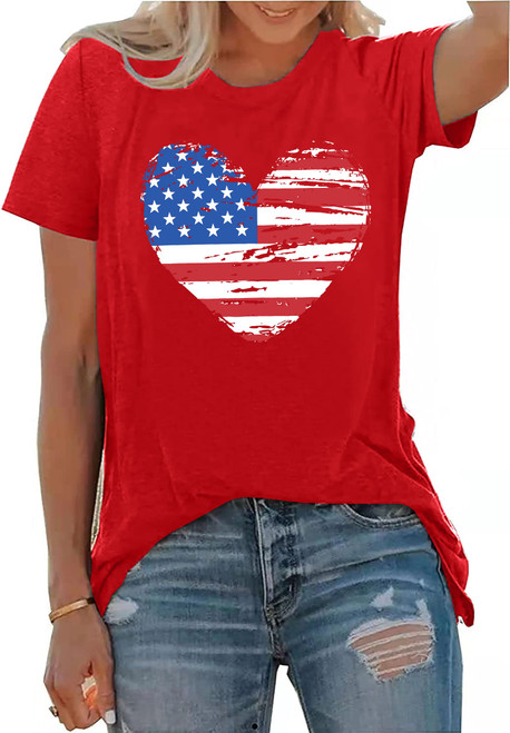 American Flag Heart Shirts for Women 4th of July T-Shirt Graphic Patriot Tee USA Flag Shirt Tops American Flag Heart Shirts for Women 4th of July T-Shirt Graphic Patriot Tee USA Flag Shirt Tops