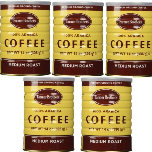 Farmer Brothers 100% Arabica Medium Roast Ground Coffee, 14 Ounce (5-Pack)