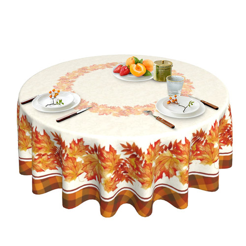 Fall Tablecloth Maple Leaf Tablecloth Round 60 Inch Washable Reusable Autumn Leaf Table Cloth for Home Parties Dinner Picnic Dining Kitchen Decor