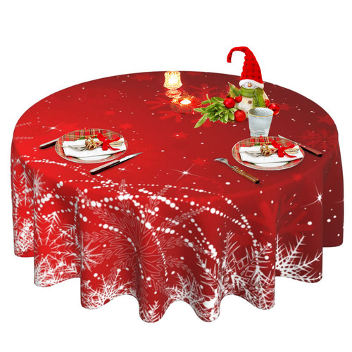 Christmas Tablecloth Red Snowflake Tablecloth Winter Table Cloth Round 60 Inch Washable Reusable Xmas Tablecloth for Home Parties Dinner Picnic Dining Kitchen Decor Christmas Tablecloth Red Snowflake Tablecloth Winter Table Cloth Round 60 Inch Washable Reusable Xmas Tablecloth for Home Parties Dinner Picnic Dining Kitchen Decor