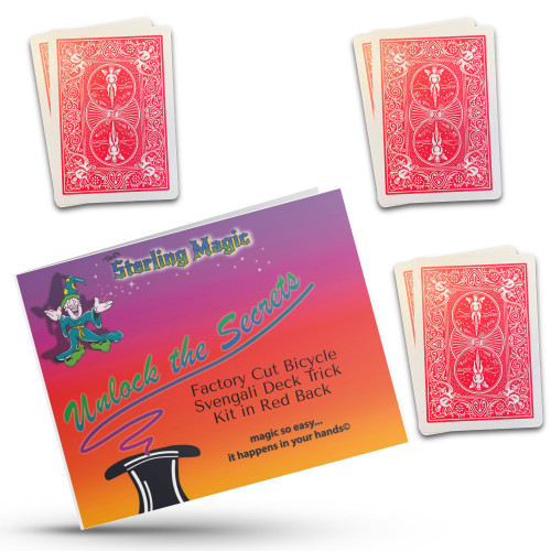 Ted's Sterling Magic Factory Cut Bicycle Svengali Deck Trick Kit in Red Back (Premier Edition)