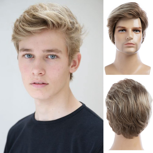 Beweig Men Short Blonde Wigs Short Layered Mixed Blonde Wig Synthetic Replacement Costume Halloween Natural Hair Wigs Beweig Men Short Blonde Wigs Short Layered Mixed Blonde Wig Synthetic Replacement Costume Halloween Natural Hair Wigs