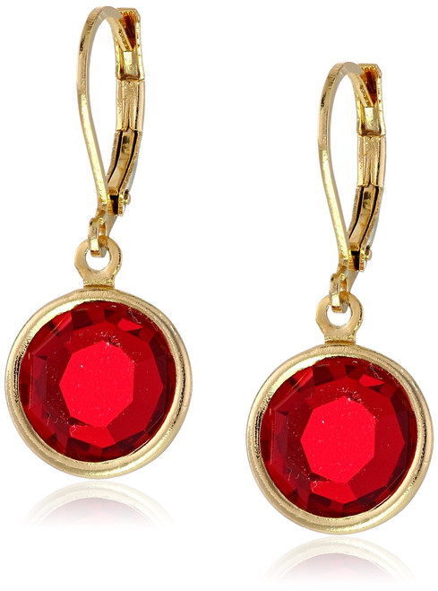 1928 Jewelry 14K Gold-Dipped Red Austrian Drop Earrings 1928 Jewelry 14K Gold-Dipped Red Austrian Drop Earrings