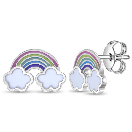 925 Sterling Silver Whimsical Rainbow Enamel Standard Push Back Earrings For Little Girls & Preteens - Vibrant Enamel Push Back Girl Earrings - Adorable Rainbow Earrings For Girls 925 Sterling Silver Whimsical Rainbow Enamel Standard Push Back Earrings For Little Girls & Preteens - Vibrant Enamel Push Back Girl Earrings - Adorable Rainbow Earrings For Girls