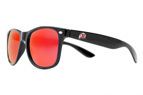 NCAA Utah Utes UTAH-2 Black Frame, Red Lens Sunglasses, Black, One Size