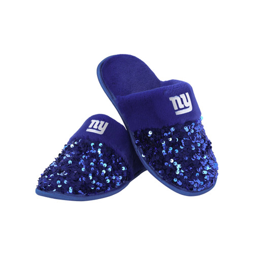 FOCO womens NFL Team Logo Ladies Sequin Fashion Slippers, Team Color, 9 1 US