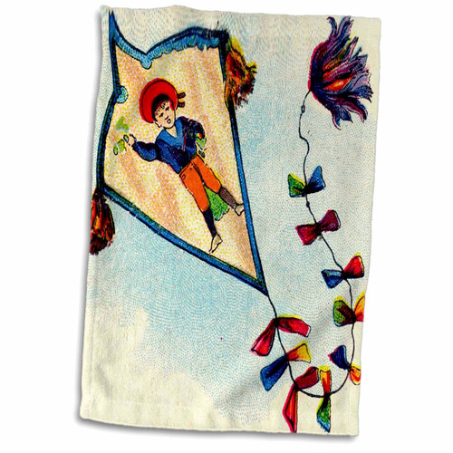 3dRose Florene Childrens Art - Boy On Kite in Blue Red Green - Towels (twl-35322-1) 3dRose Florene Childrens Art - Boy On Kite in Blue Red Green - Towels (twl-35322-1)