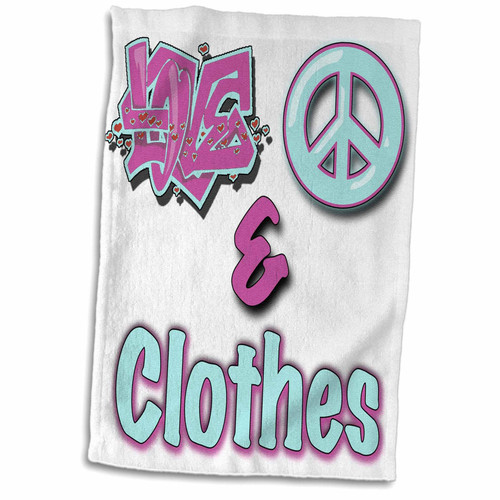 3dRose Love Peace And Clothes Pastel Blue and Purple - Towels (twl-122358-1) 3dRose Love Peace And Clothes Pastel Blue and Purple - Towels (twl-122358-1)