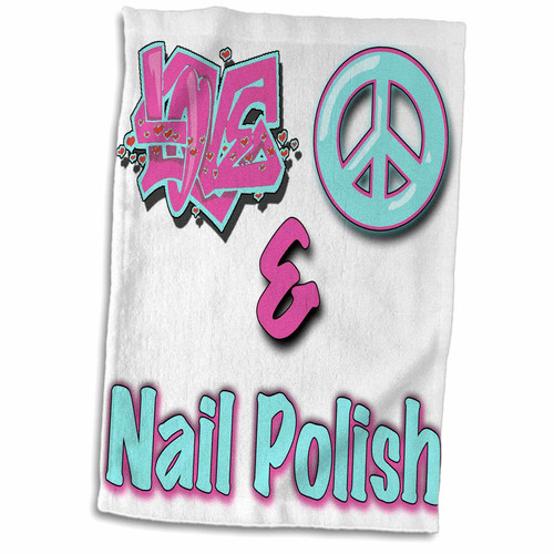 3dRose Love Peace And Nail Polish Pastel Blue and Purple - Towels (twl-122428-1)
