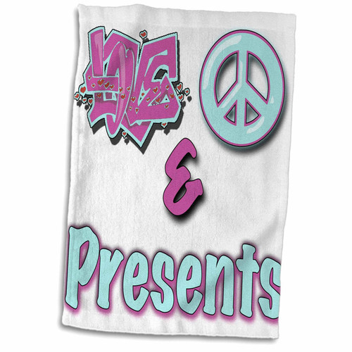 3dRose Love Peace And Presents Pastel Blue and Purple - Towels (twl-122447-1) 3dRose Love Peace And Presents Pastel Blue and Purple - Towels (twl-122447-1)