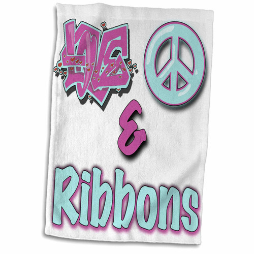 3dRose Love Peace and Ribbons Pastel Blue and Purple - Towels (twl-122455-1) 3dRose Love Peace and Ribbons Pastel Blue and Purple - Towels (twl-122455-1)